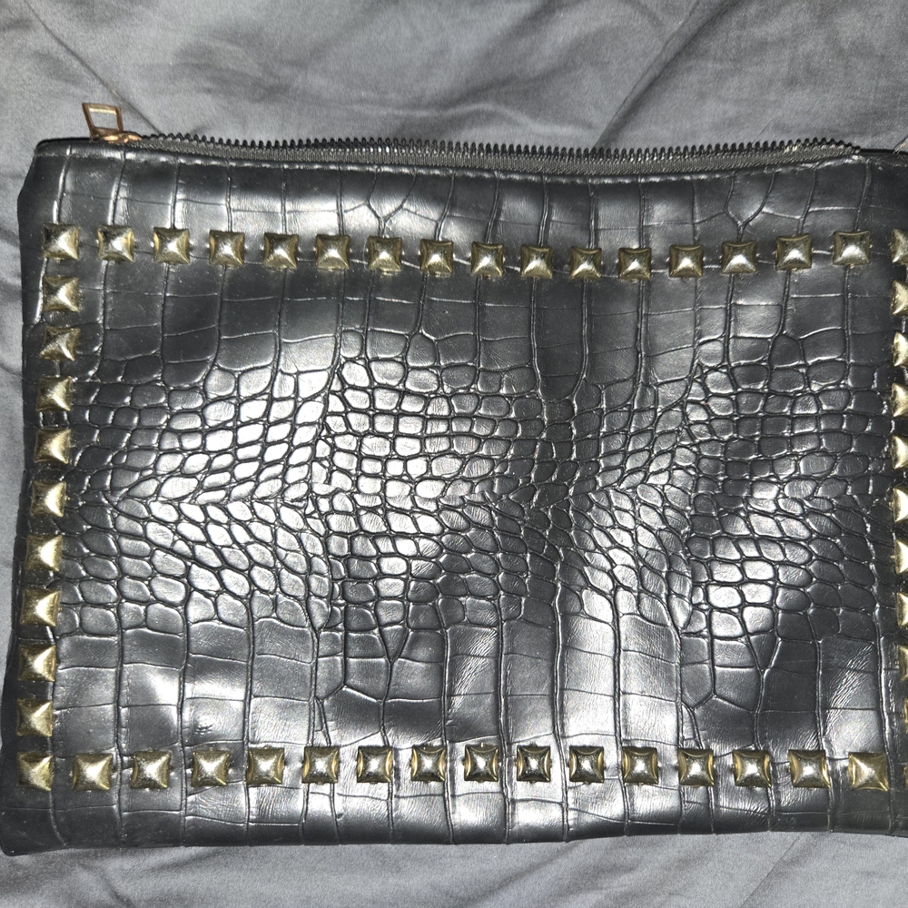 Vanity Black and Gold Studded Clutch